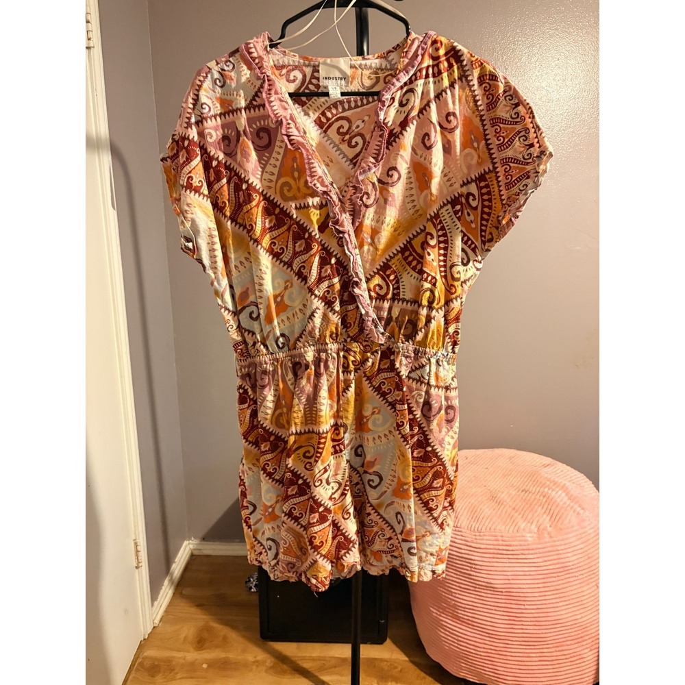 Industry BOHO Inspired Paisley and Geometric Print Romper Sz L